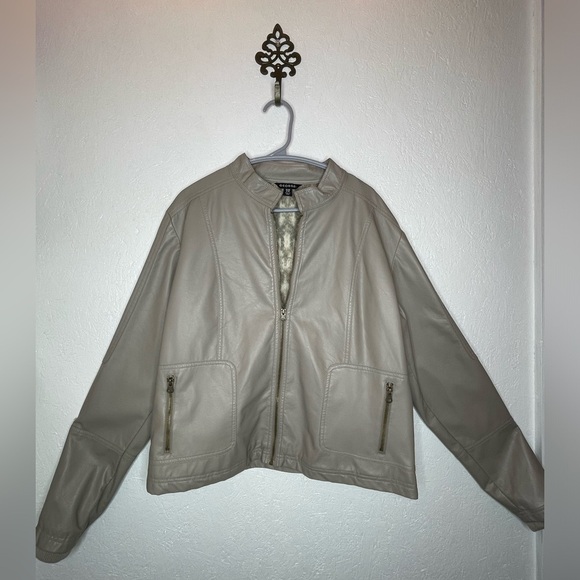 George Jackets & Blazers - George Jacket Faux Leather Lined Animal Print Aviator Jacket Tan Youth Size XL